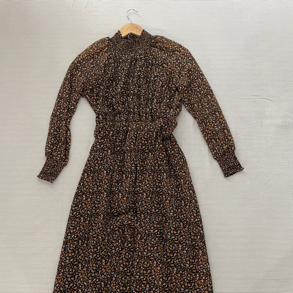 Madewell Georgette Smocked-Neck MIDI Dress in Folktale Paisley-XXS
